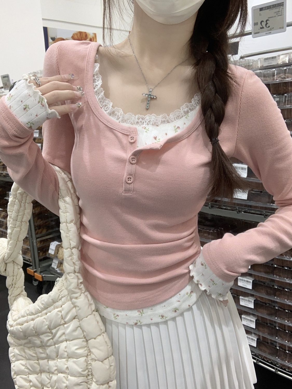 2026 Pink Floral Two-piece Cre - Undershirt Crew Neck review and price