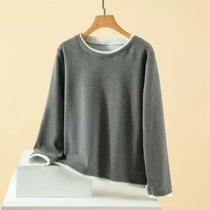 Women Plus Size Fake Two Piece - Undershirt Crew Neck review and price